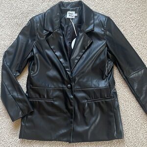 PRINCESS POLLY Morrison Faux Leather Blazer Black NWT Size XS/S